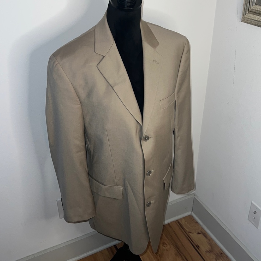 Calvin Klein 100% Wool tan single breasted blazer sports coat Sz 40R‎